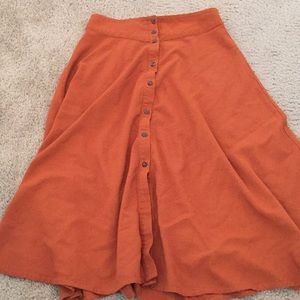 Burnt orange button down skirt